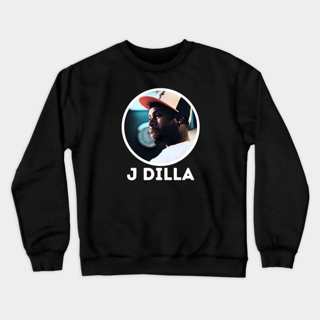 j dilla || white vintage Crewneck Sweatshirt by claudia awes